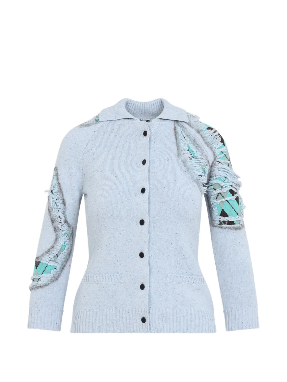 Moschino distressed argyle cardigan - Blu