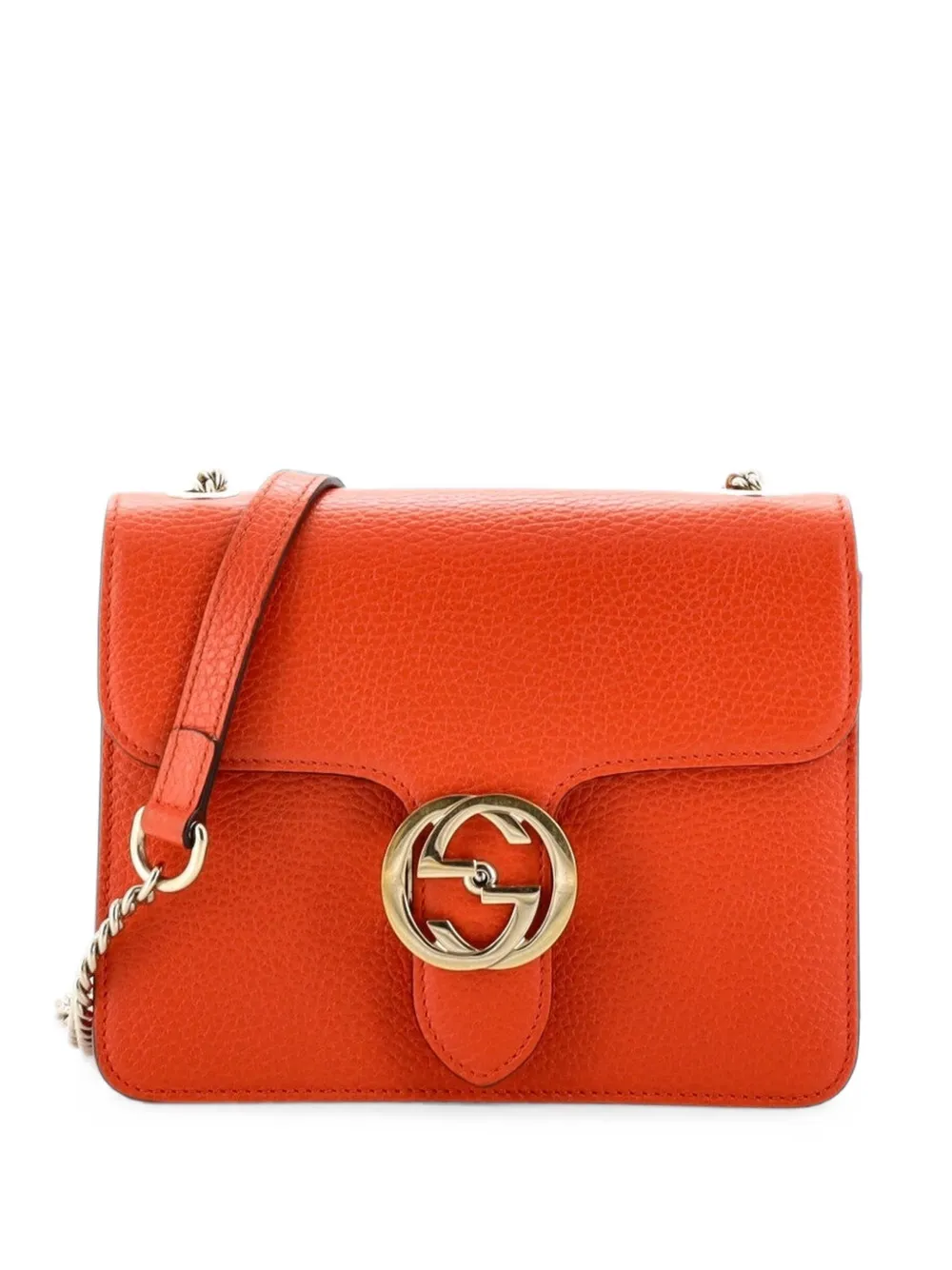 Gucci Pre-Owned Kleine Interlocking Schultertasche aus Leder - Orange