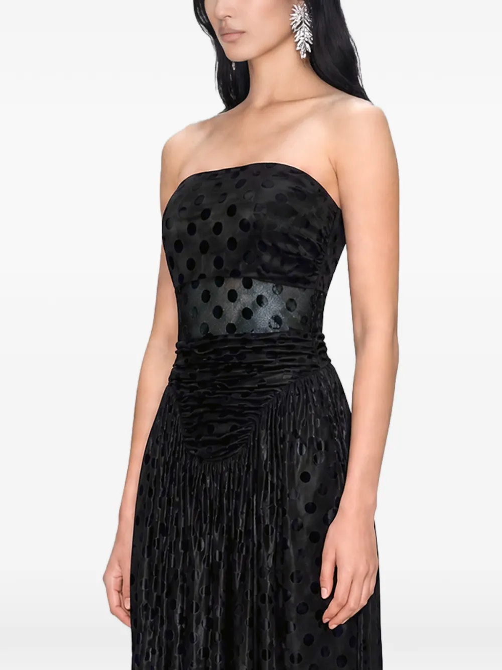 Atoir Stacy Polka-dot Devoré Midi Dress In Black