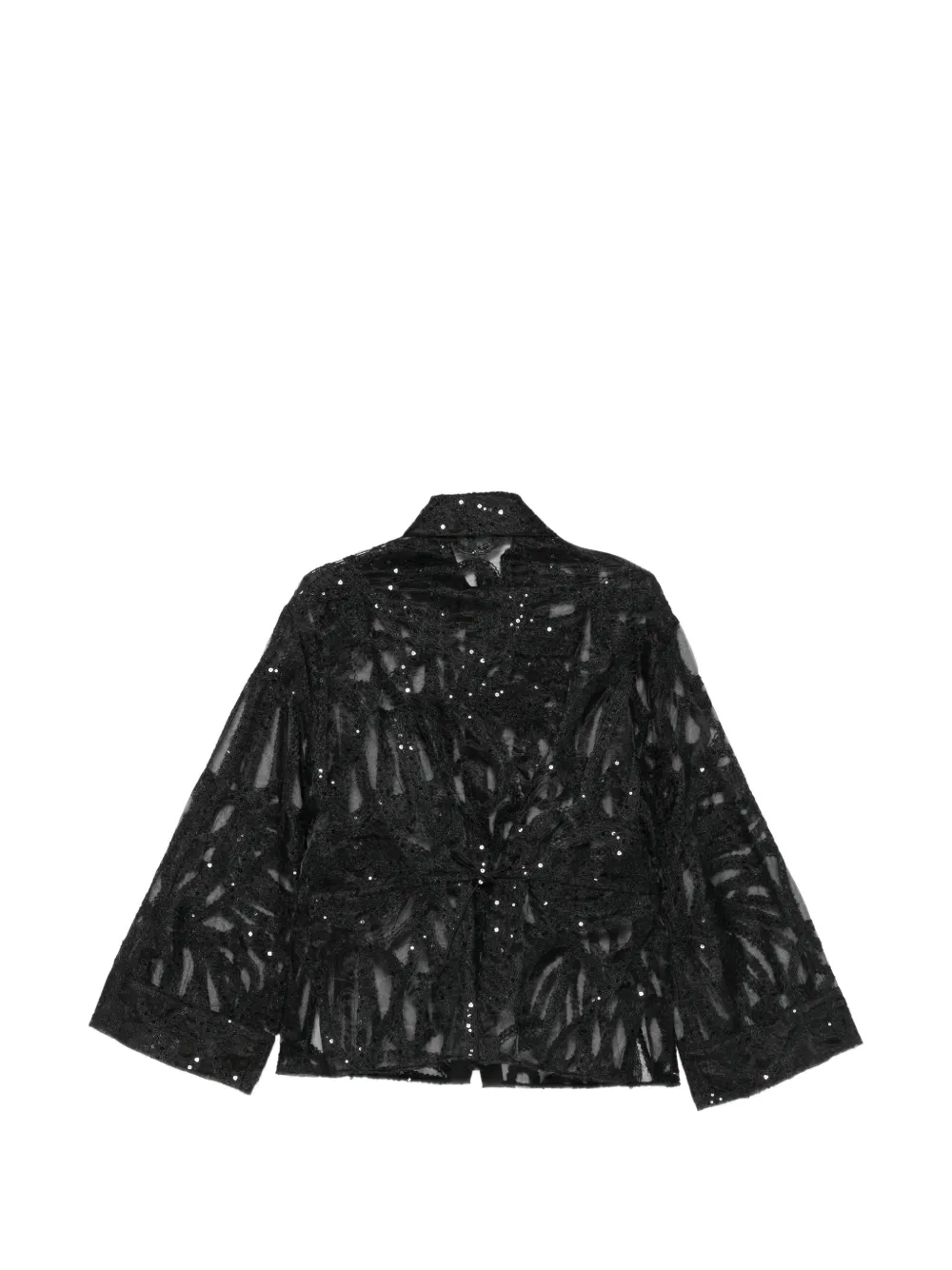 D.Exterior Blouse met kanten laag en pailletten Zwart
