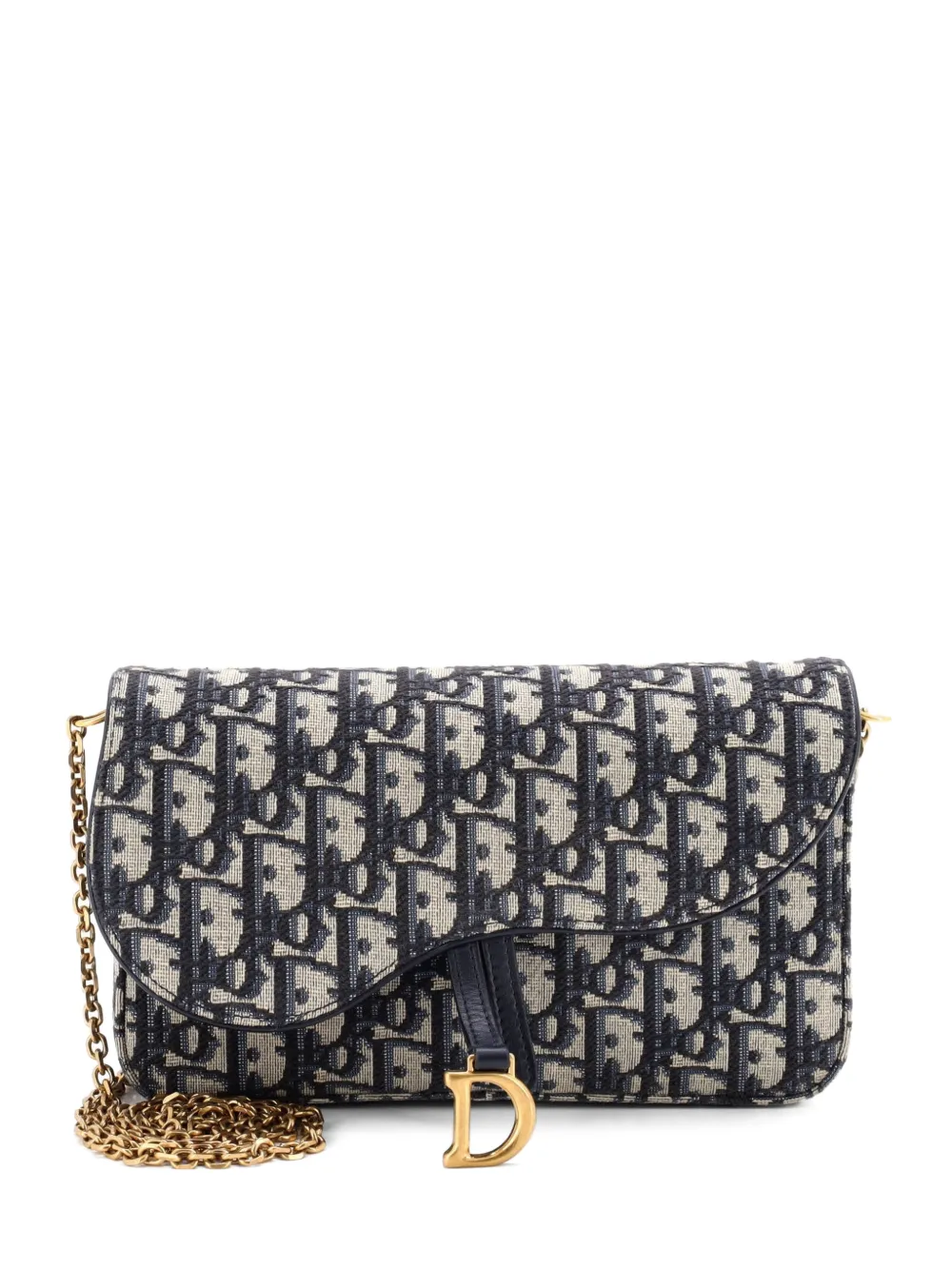 Christian Dior Pre-Owned Oblique Canvas-Umhängetasche mit Kettenriemen - Blau