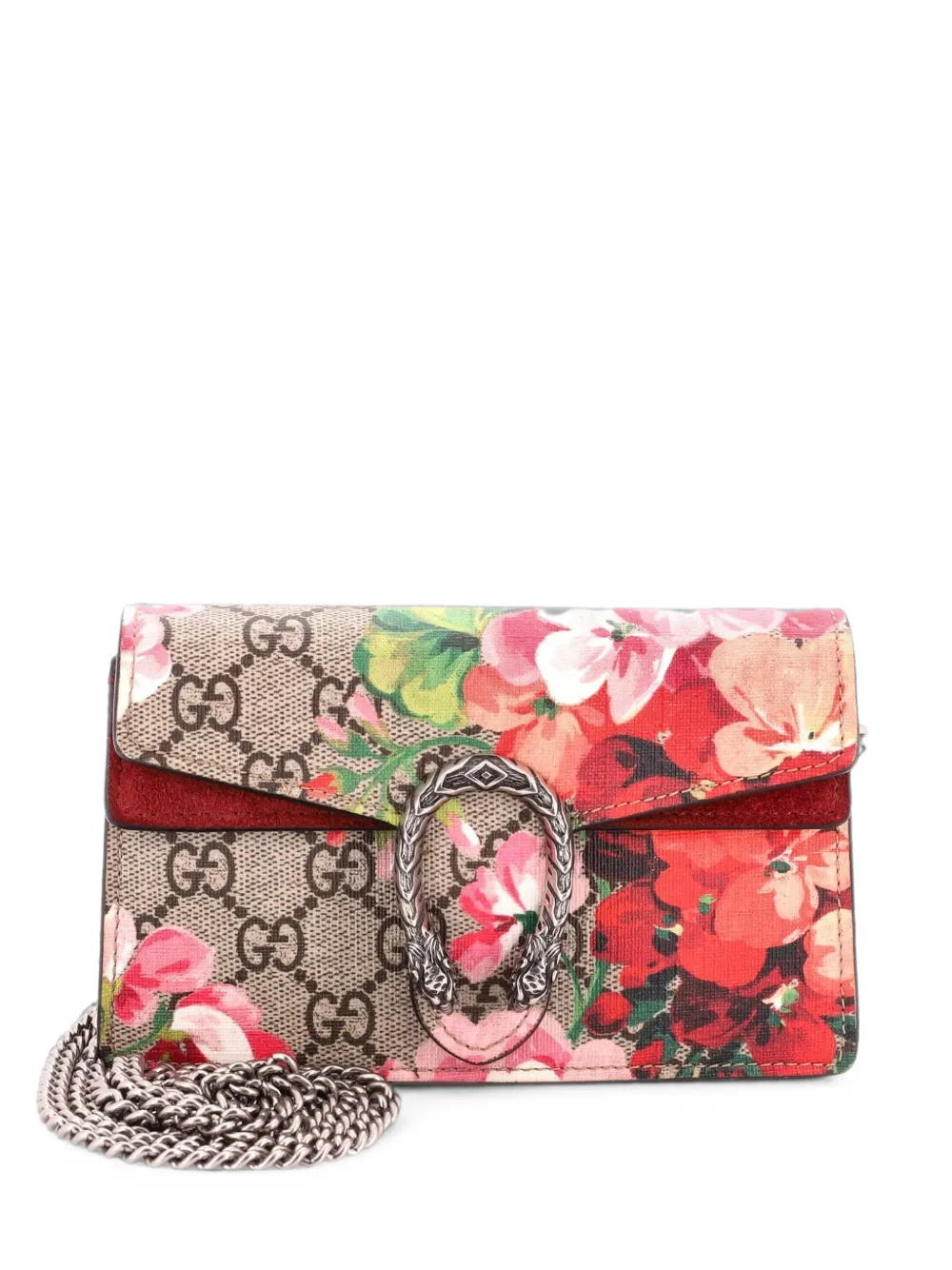 Gucci Pre-Owned Dionysus Bag Blooms Print GG Coated Canvas Super Mini crossbody bag - Marrone