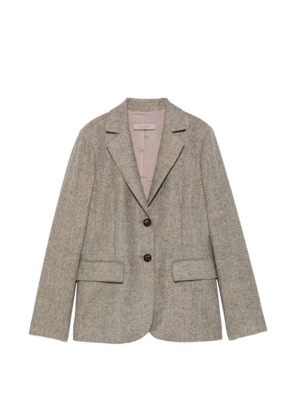 D.Exterior herringbone single-breasted blazer