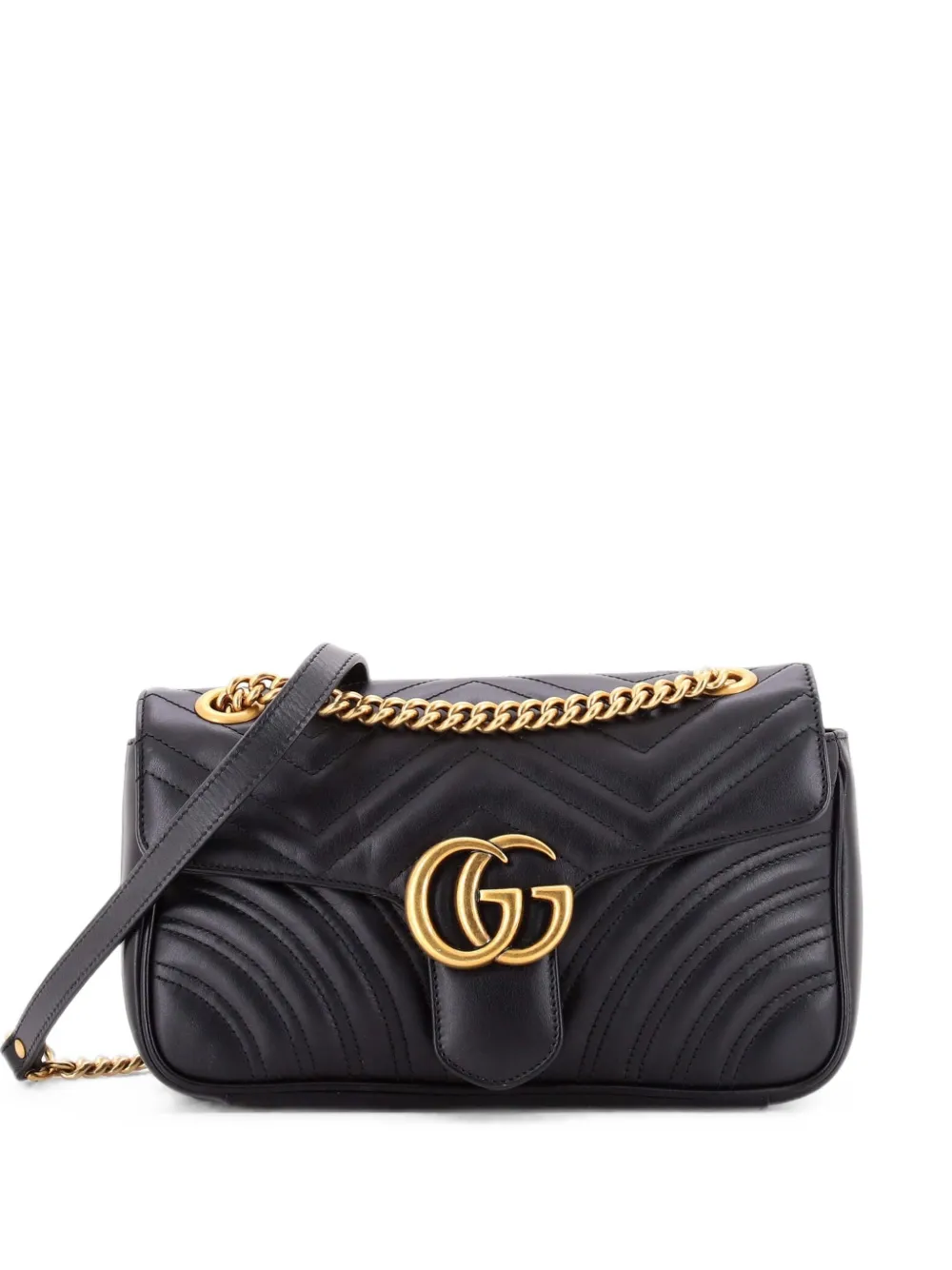 Gucci Pre-Owned Mini GG Marmont Umhängetasche aus Leder mit Klappe - Schwarz