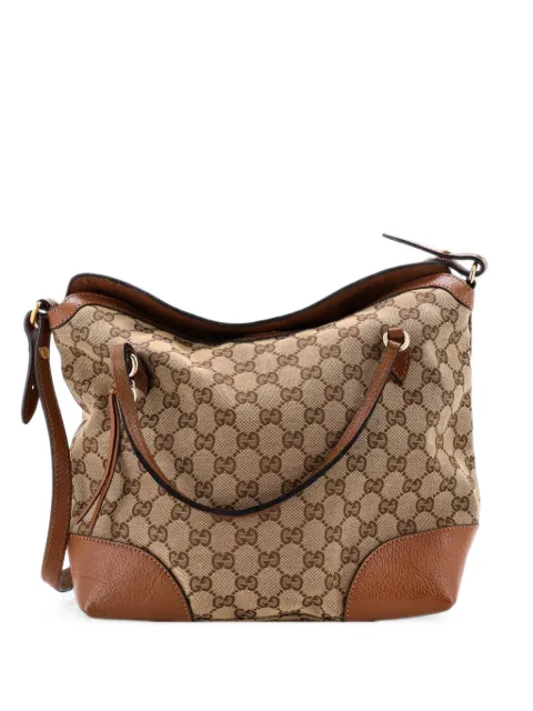 Gucci Pre-Owned Bree GG 两用顶置手柄帆布皮质中号手提包
