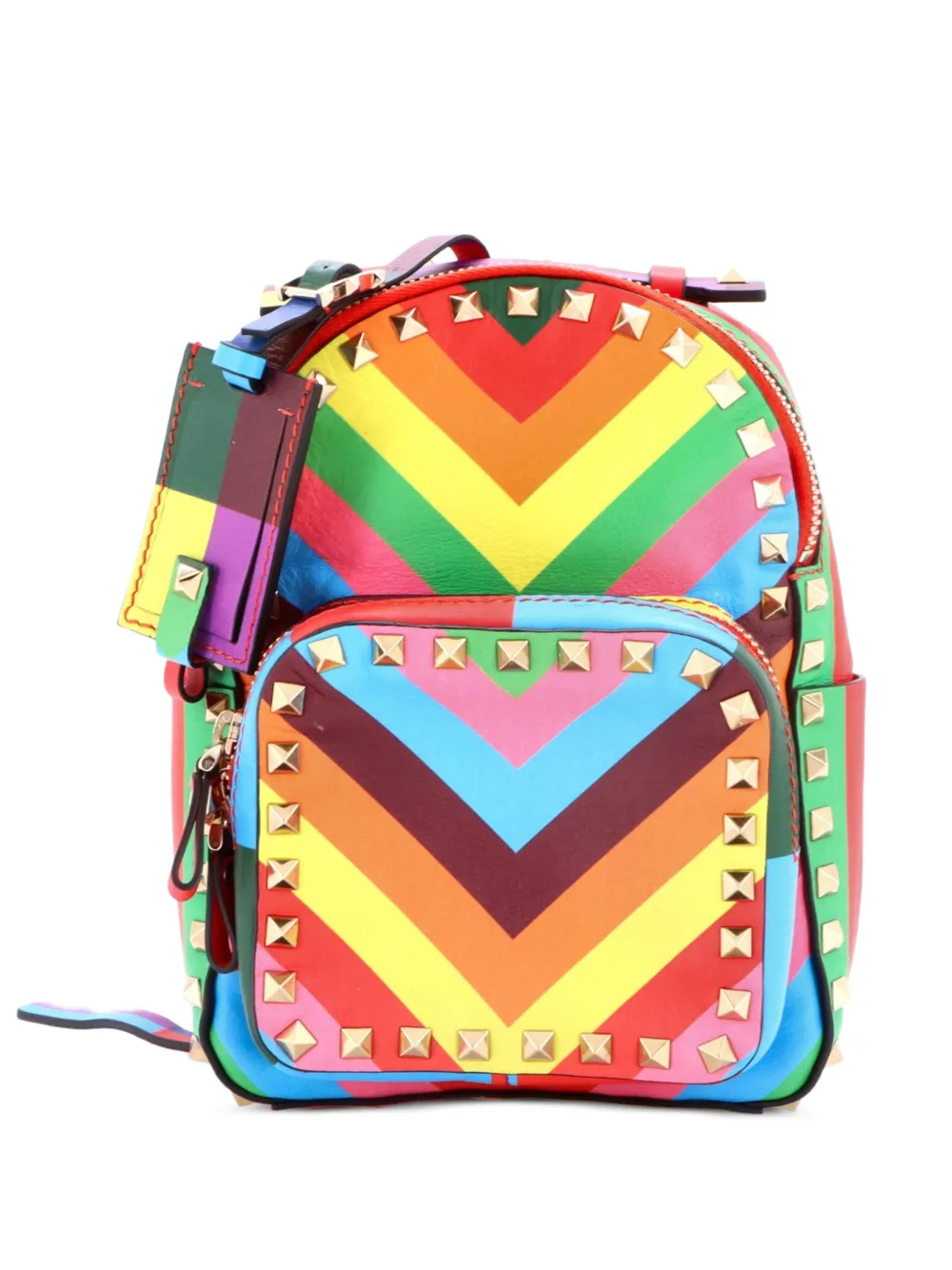 Valentino Garavani Pre-Owned Zaino Rockstud mini in pelle a righe 1973 - Multicolore