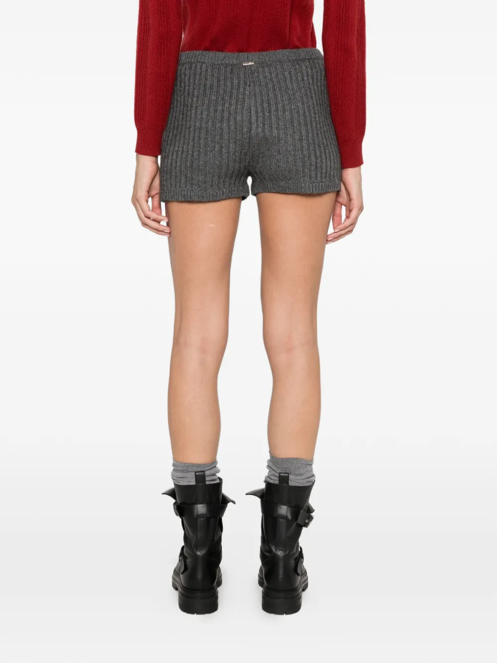 TWINSET sequin-embellished ribbed shorts Grijs