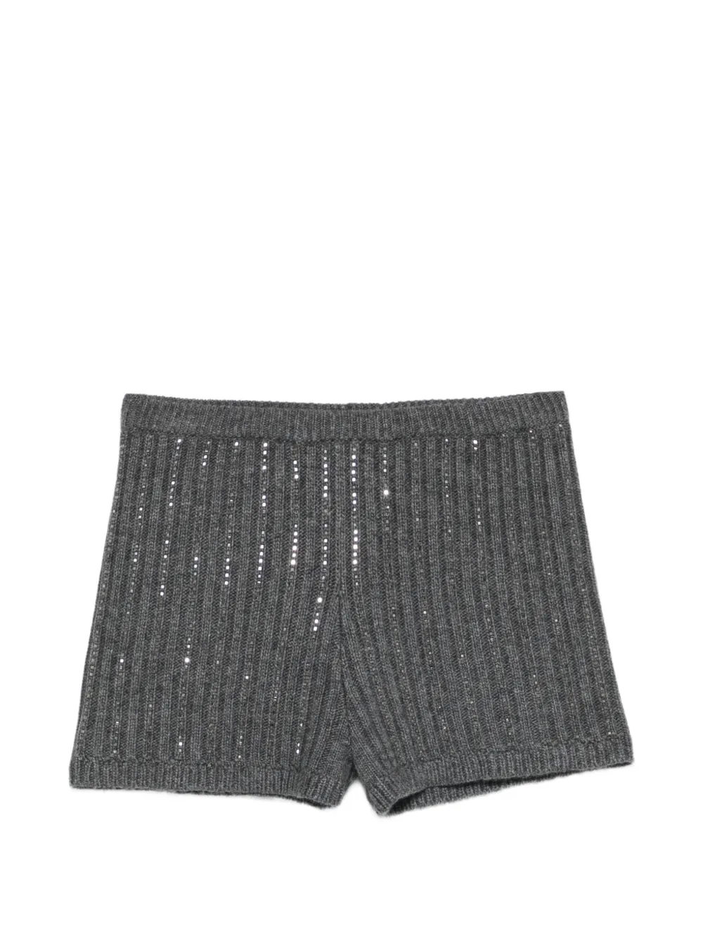 TWINSET sequin-embellished ribbed shorts - Grey