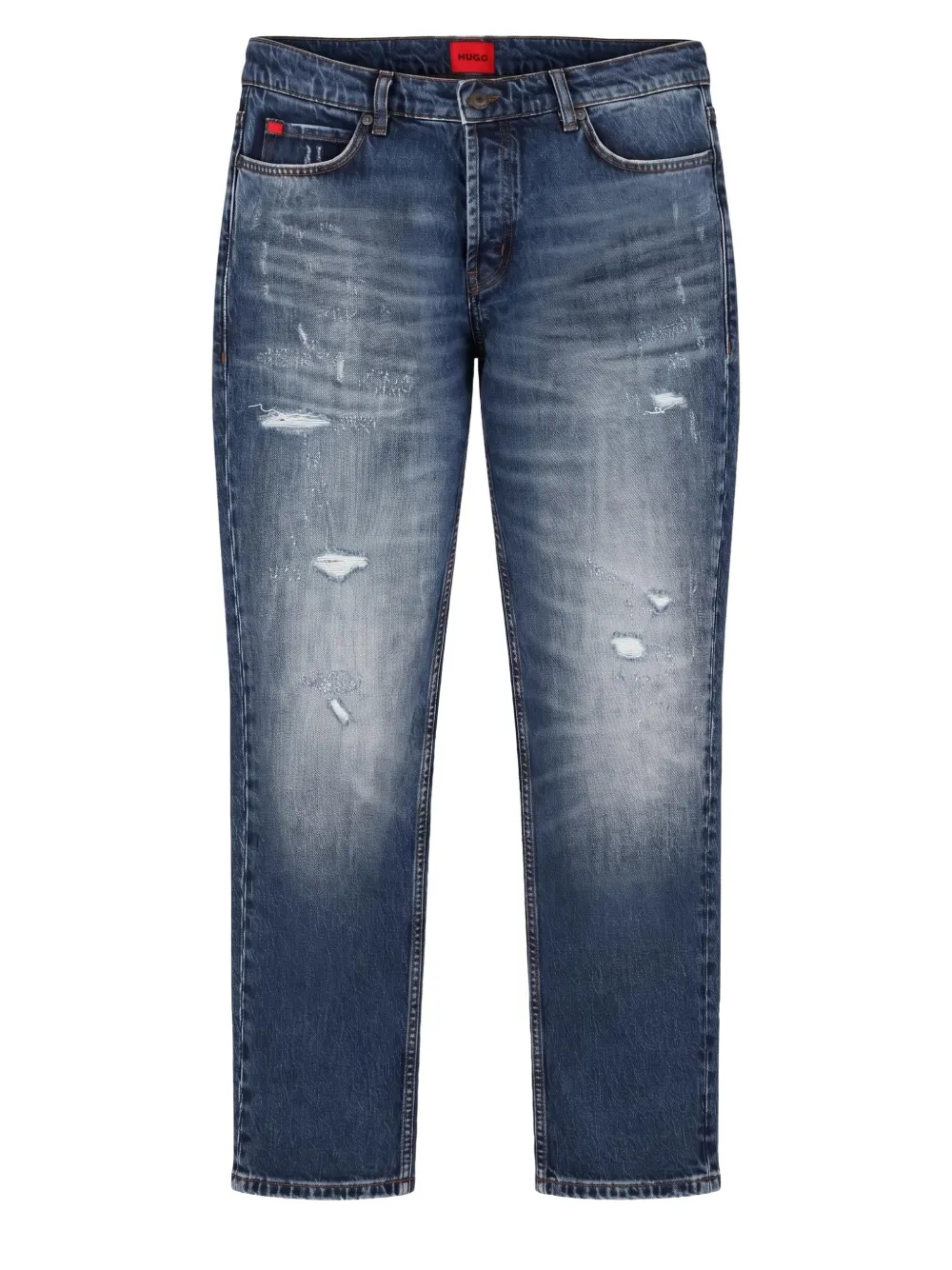 HUGO Gerafelde jeans met vervaagd effect Blauw