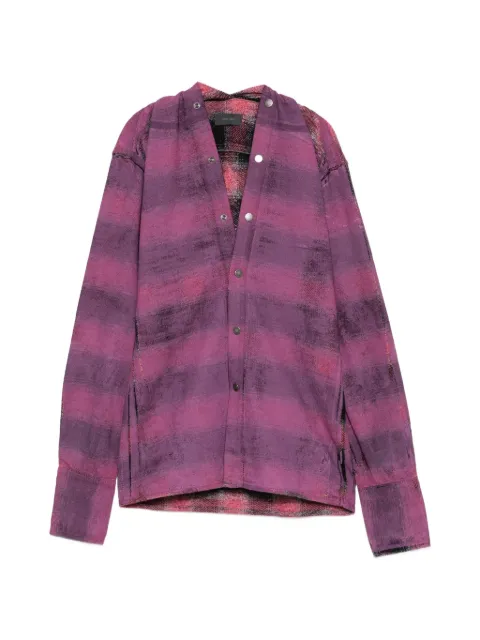 Haikure Shona check-pattern V-neck shirt