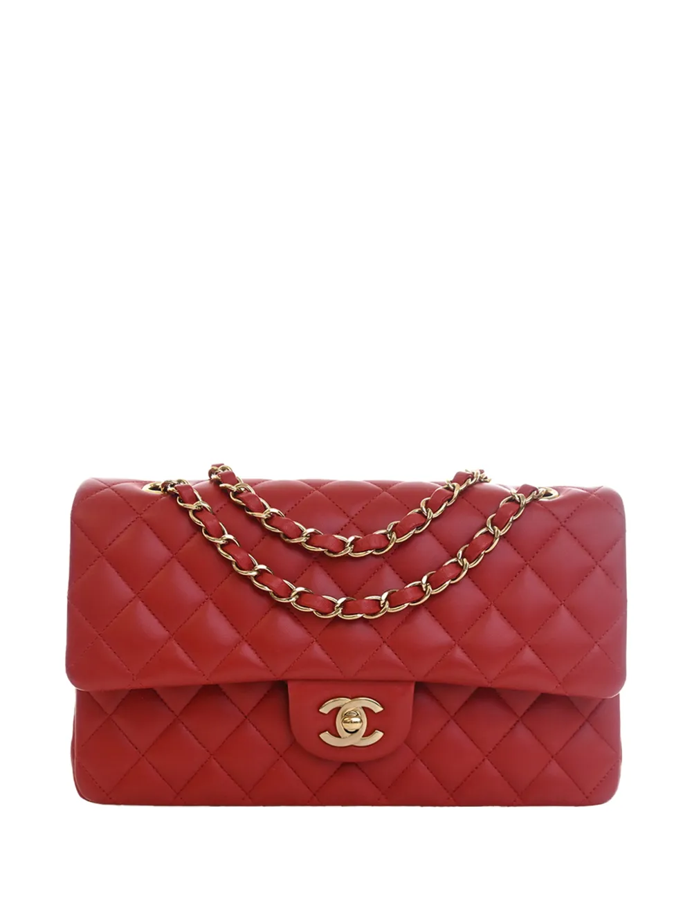 CHANEL Pre-Owned 2019 Medium Classic Lambskin Double Flap shoulder bag - Rosso