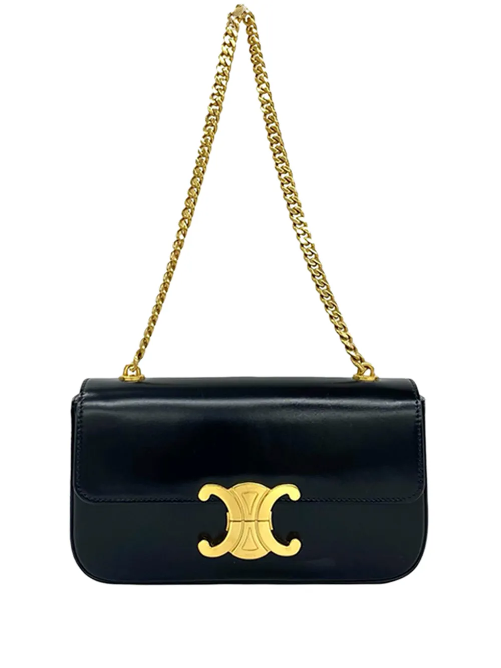 Celine Pre-Owned 2022 glänzende Triomphe Claude Schultertasche aus Kalbsleder - Schwarz