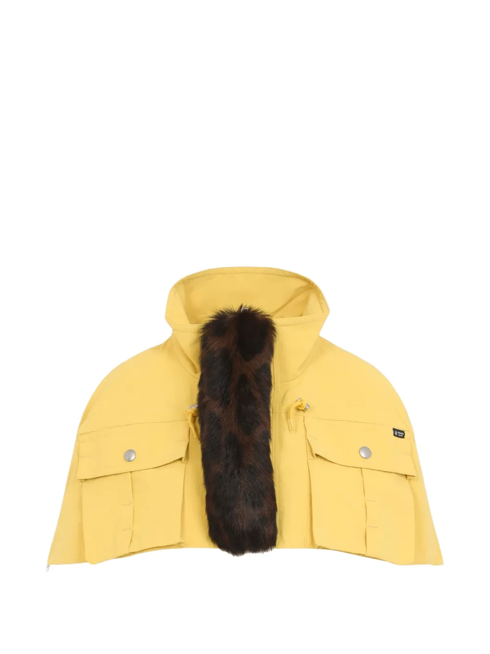 Prada Technisch stoffen capelet met lammy afwerking Geel