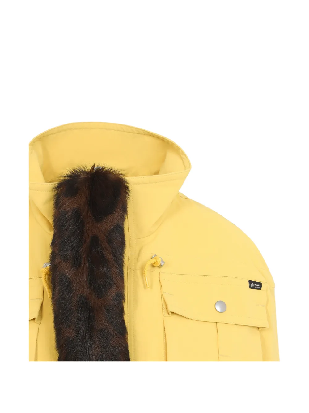Prada Technisch stoffen capelet met lammy afwerking Geel