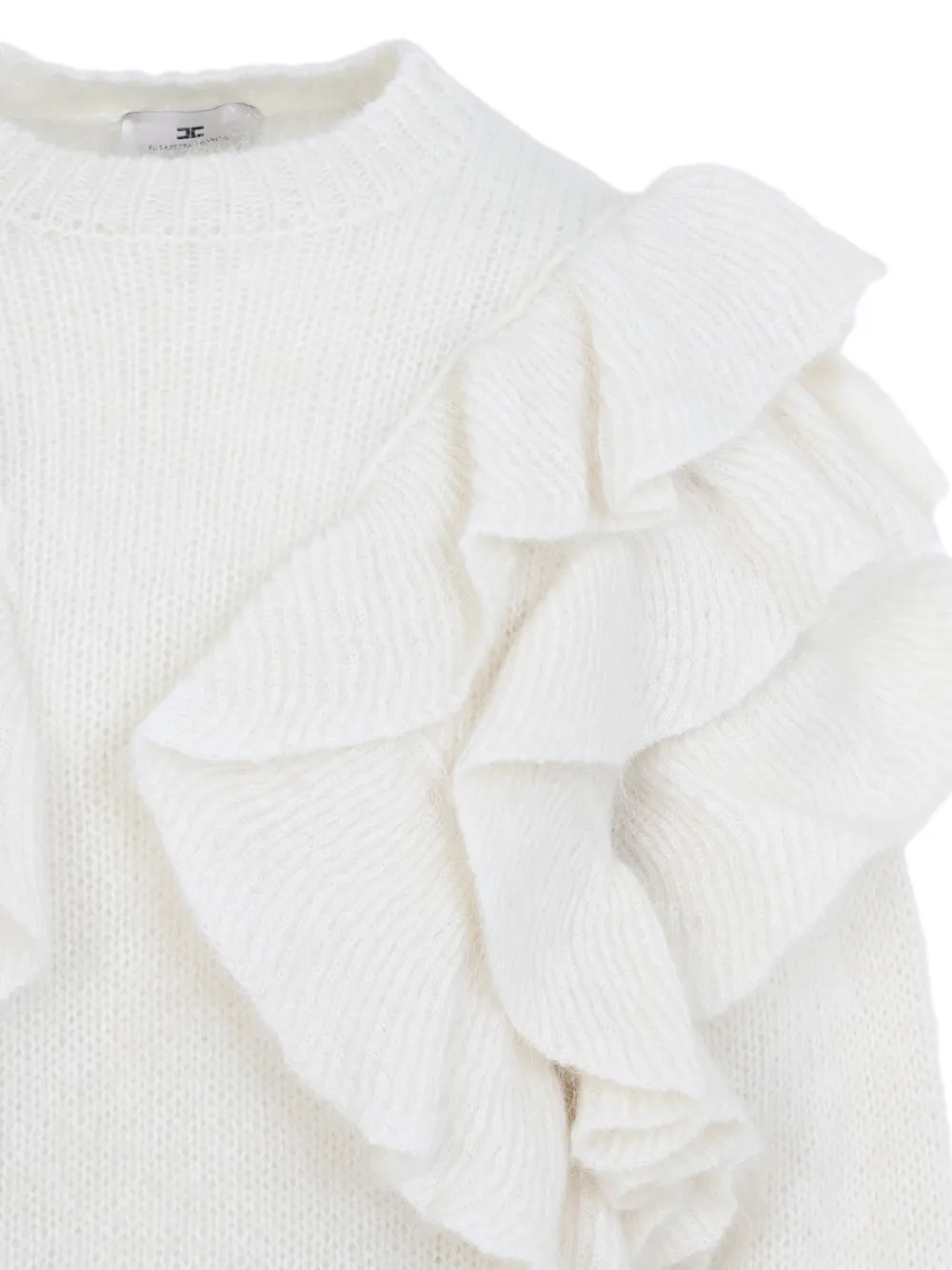 Elisabetta Franchi Gebreide pullover met ruches Beige