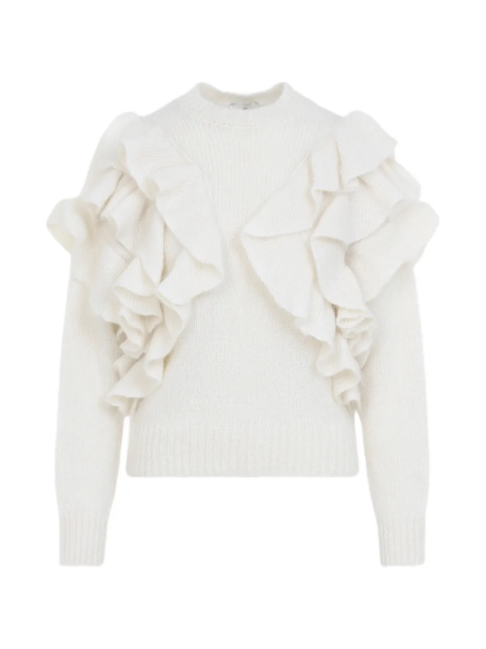 Elisabetta Franchi knit pullover with ruffles - Neutrals