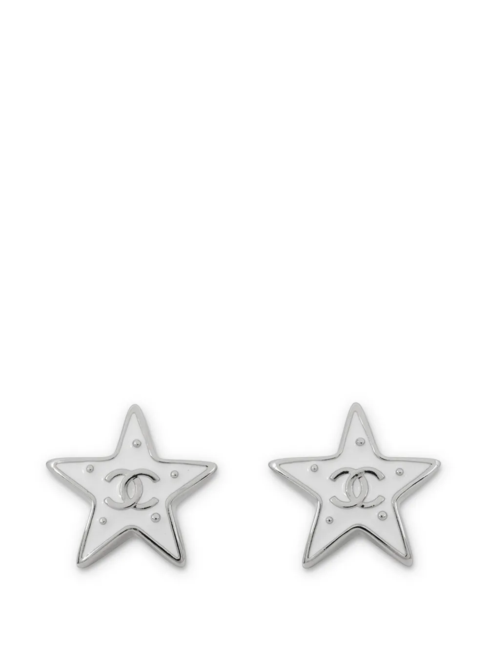 CHANEL Pre-Owned 2026 CC Brass and Enamel Star Bullet Back Earrings costume earrings - Argento