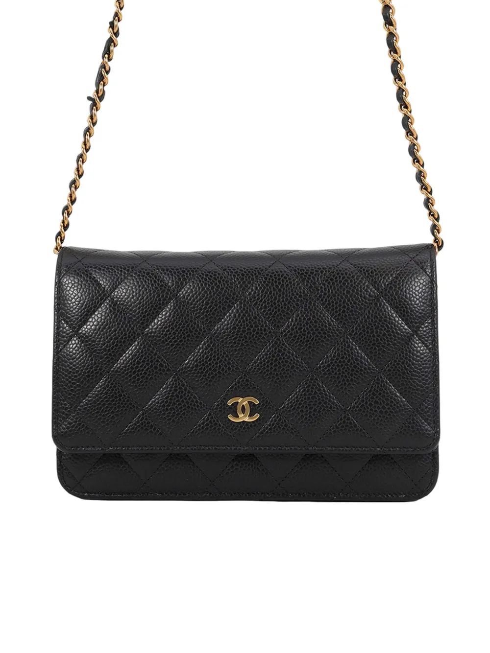 CHANEL Pre-Owned 2021-2026 Classic Caviar Wallet On Chain crossbody bag - Nero