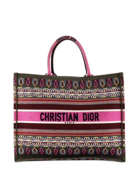 Christian Dior Pre-Owned Book Embroidered Canvas Large tote bag