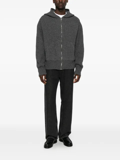 LC23 ribbed-knit zip-up cardigan
