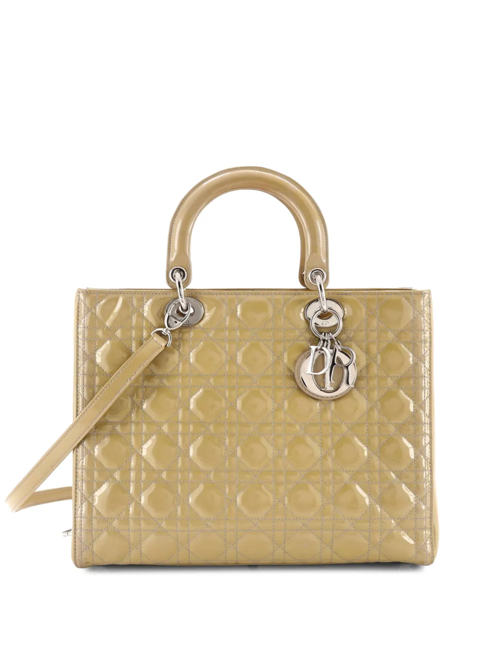 Christian Dior Pre-Owned Große Vintage Lady Dior Satchel-Tasche aus Lackleder - Gelb