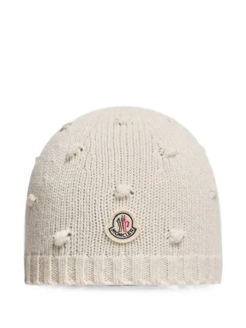 Moncler Enfant bobble-detail logo-patch beanie hat