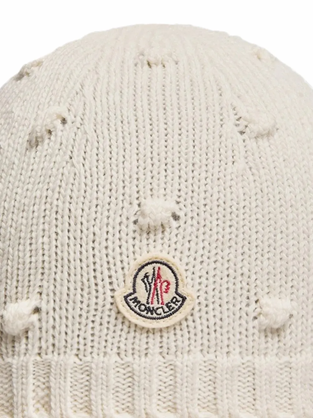 Moncler Enfant Muts met logo-patch en bobbeldetail Beige