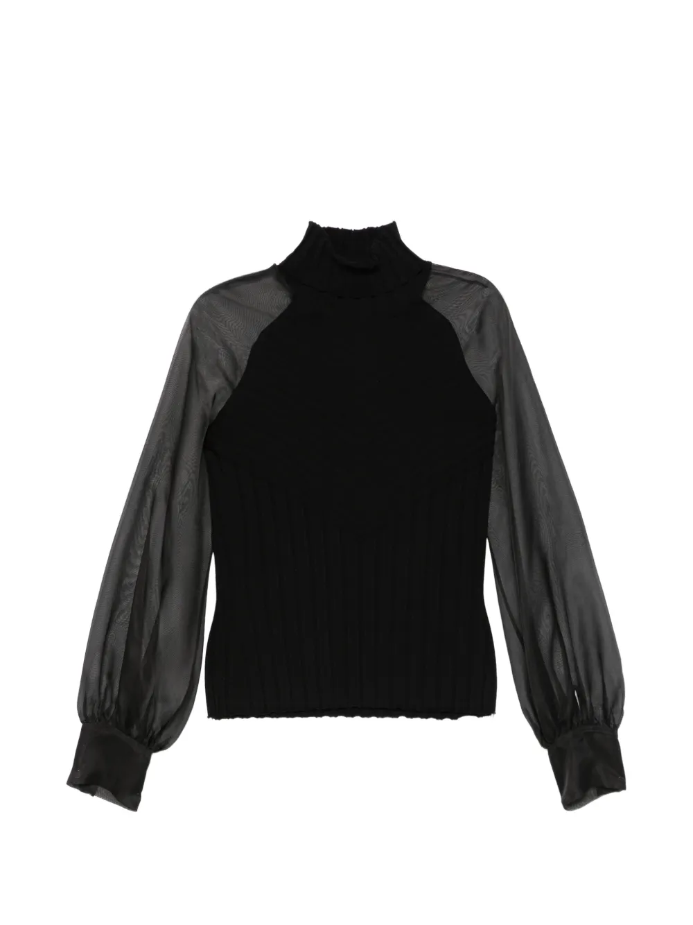 D.Exterior sheer-sleeve ribbed-knit sweater - Nero