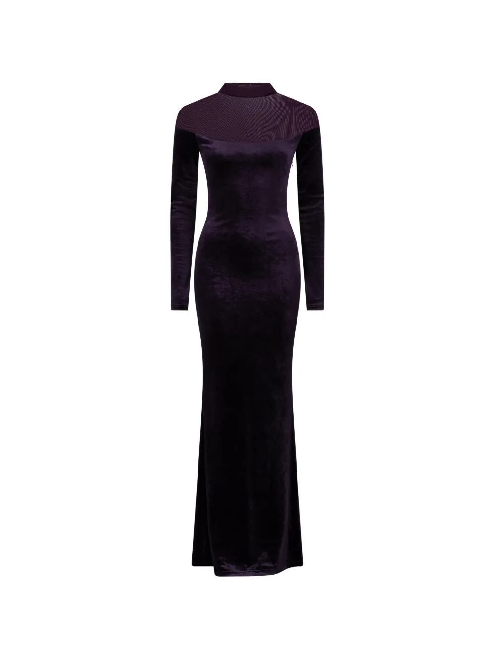 Atoir Benn Mesh-yoke Velvet Gown In Purple
