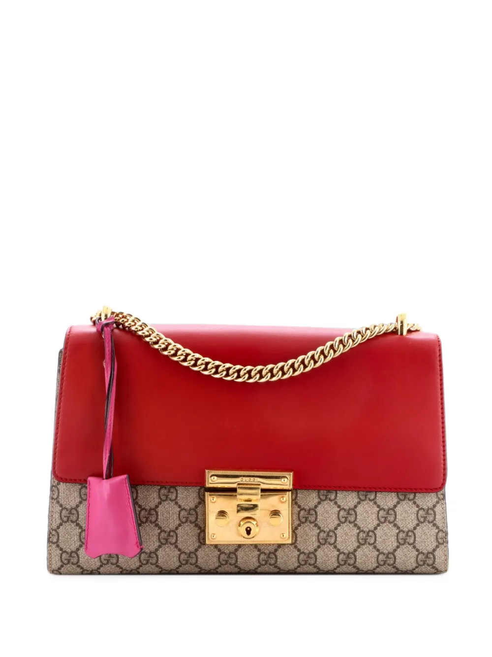Gucci Pre-Owned Mittelgroße Padlock Schultertasche mit beschichtetem GG Canvas - Rot