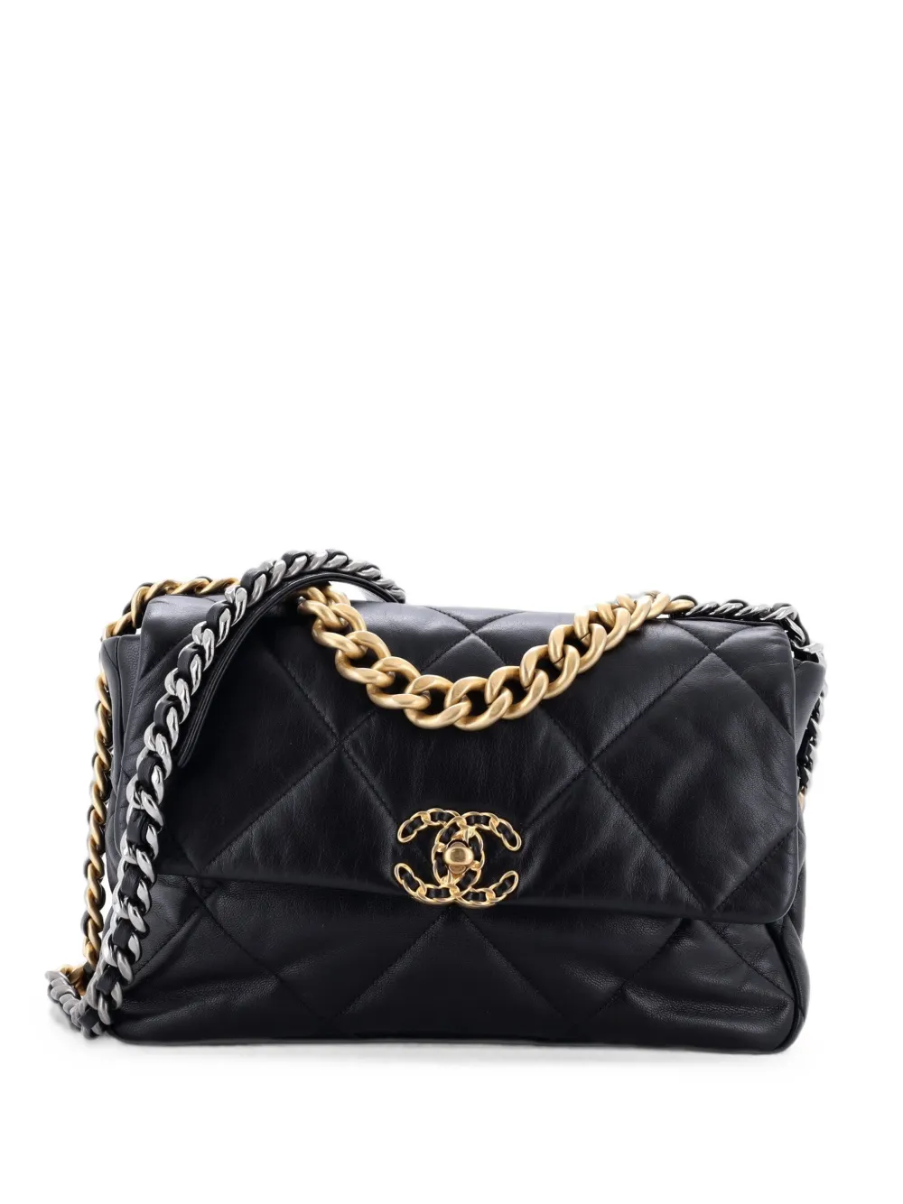 CHANEL Pre-Owned 19 Flap Bag Quilted Leather Large crossbody bag - Nero