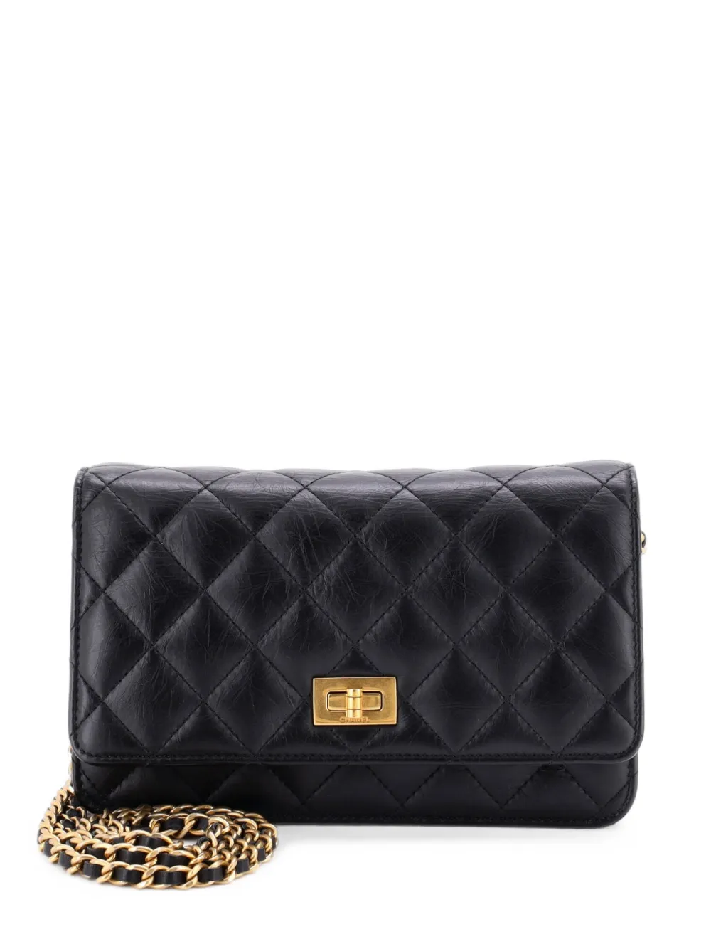 CHANEL Pre-Owned Reissue 2.55 Wallet on Chain Quilted Aged Calfskin crossbody bag - Nero