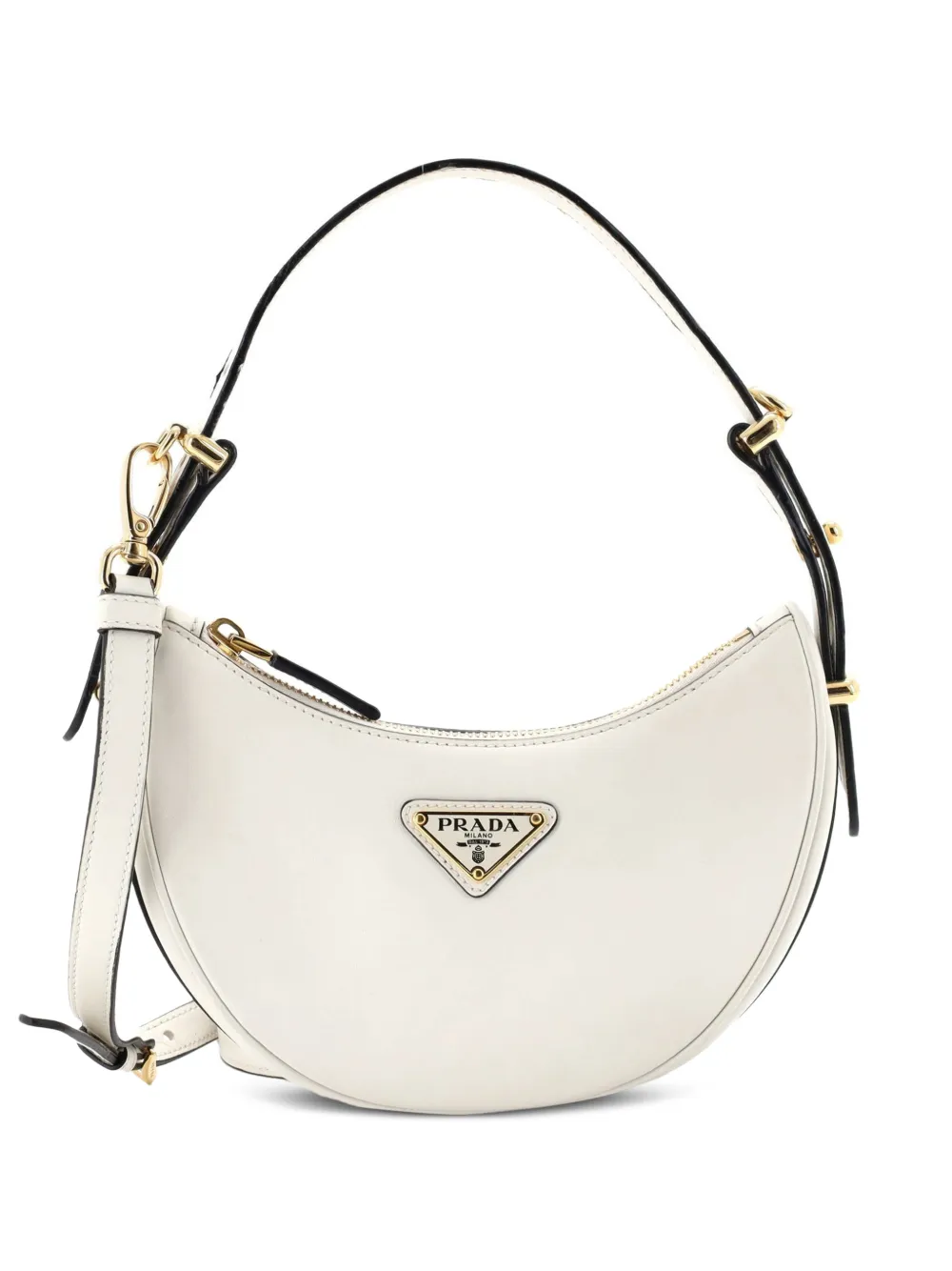 Prada Pre-Owned Arque Half Moon Leather Small hobo bag - Bianco