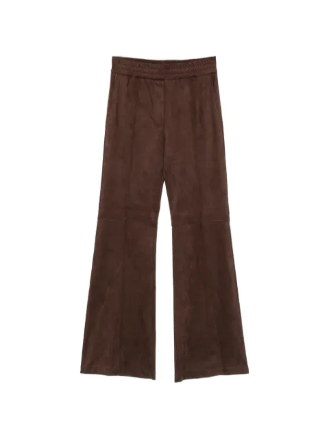 D.Exterior elasticated-waistband flared trousers