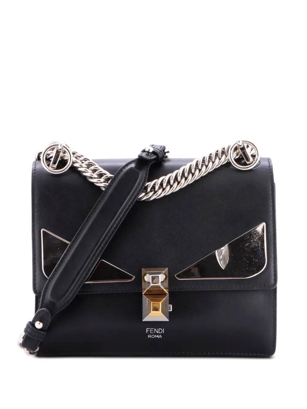 Fendi Pre-Owned Monster Kan I Bag Leather Small shoulder bag - Black