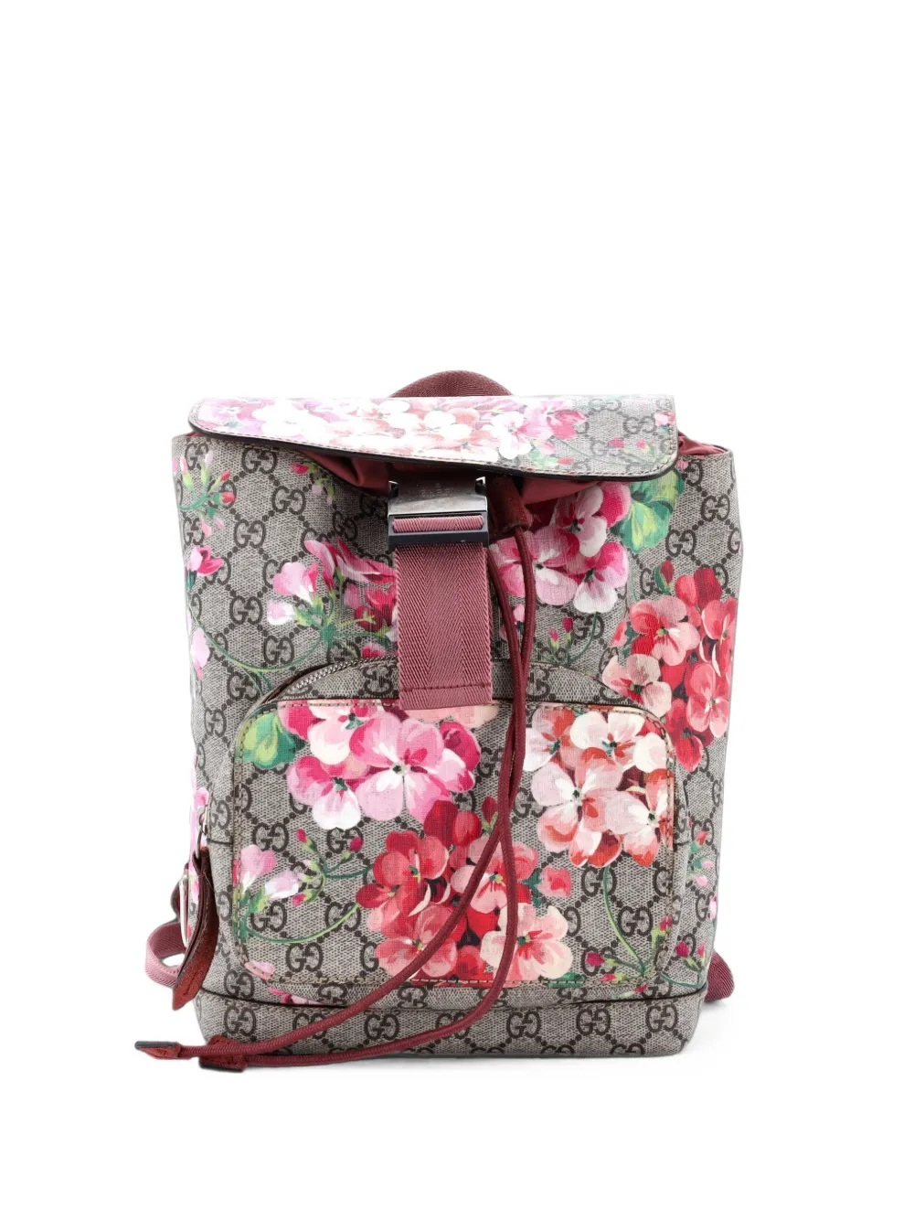Gucci Pre-Owned Buckle Blooms Print GG Coated Canvas Small backpack - Marrone