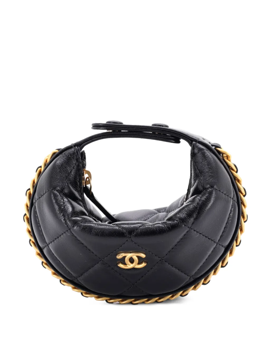 CHANEL Pre-Owned Chain Around Pouch Quilted Lambskin Extra Mini hobo bag - Nero