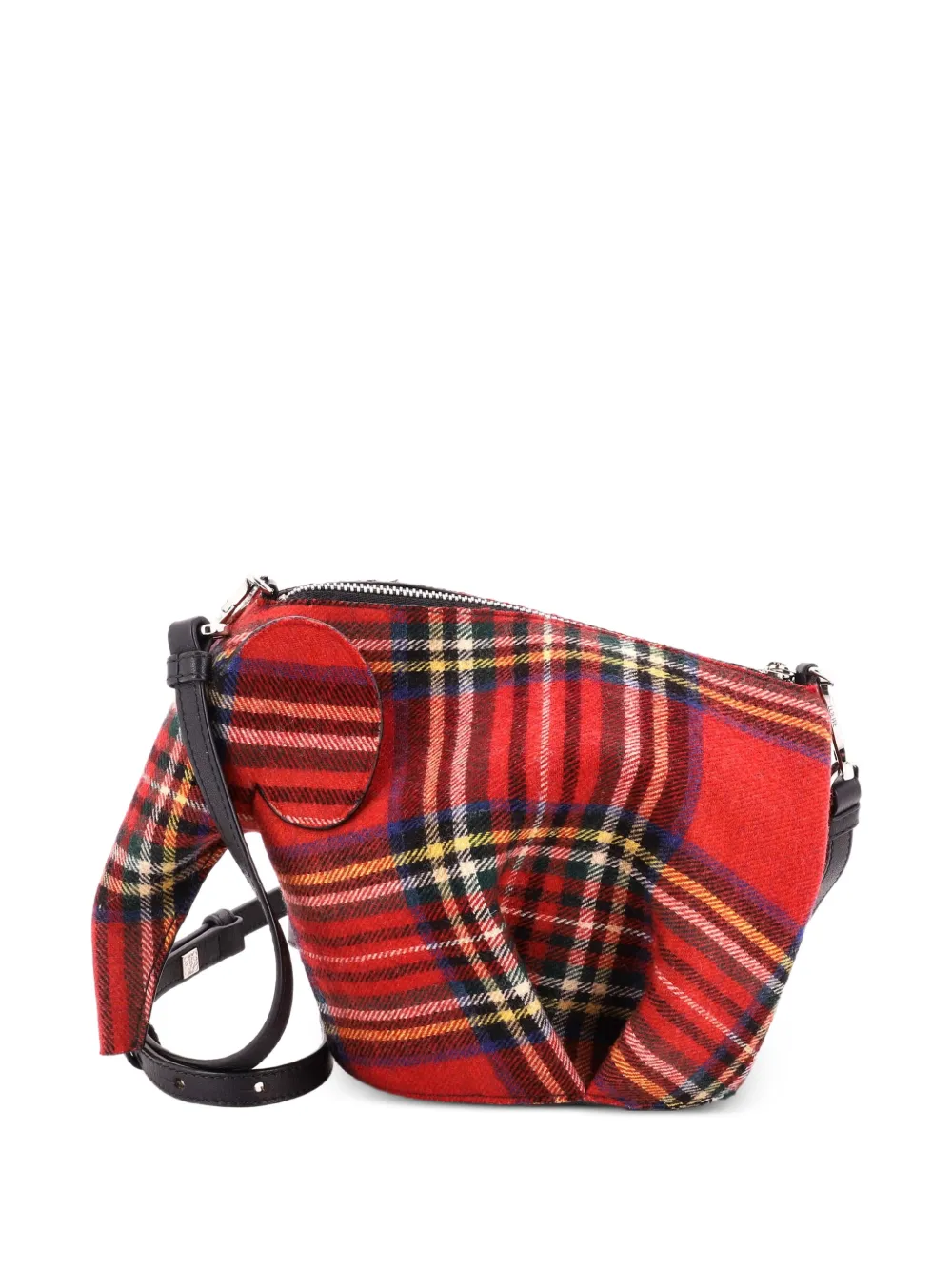 Loewe Pre-Owned Mini Elephant Umhängetasche mit Schottenkaro - Rot