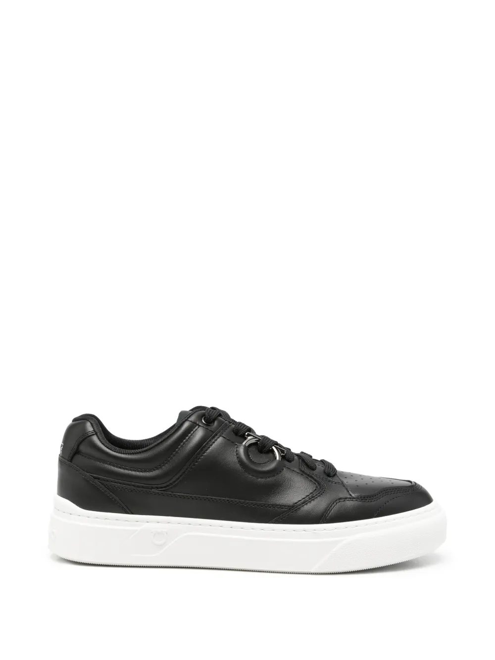 Ferragamo Gancini-plaque leather sneakers - Nero