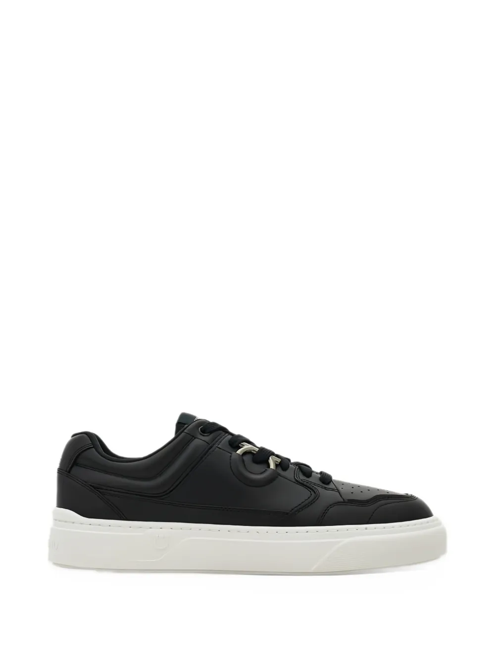 Ferragamo Gancini-plaque leather sneakers - Nero