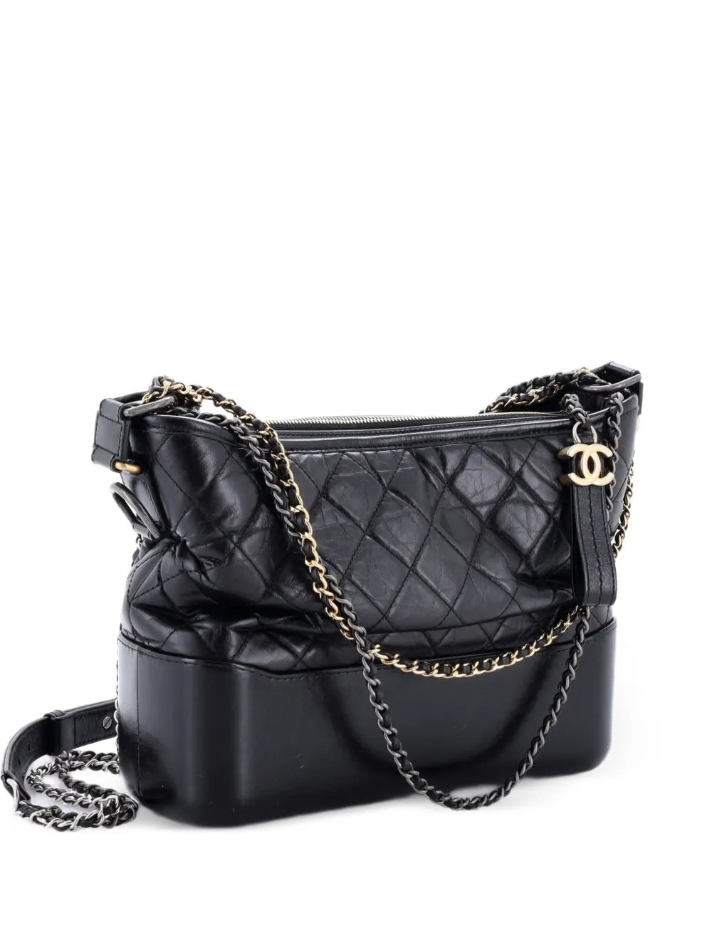 CHANEL Pre-Owned Borsa passepartout Gabrielle media in pelle di vitello trapuntata - Nero