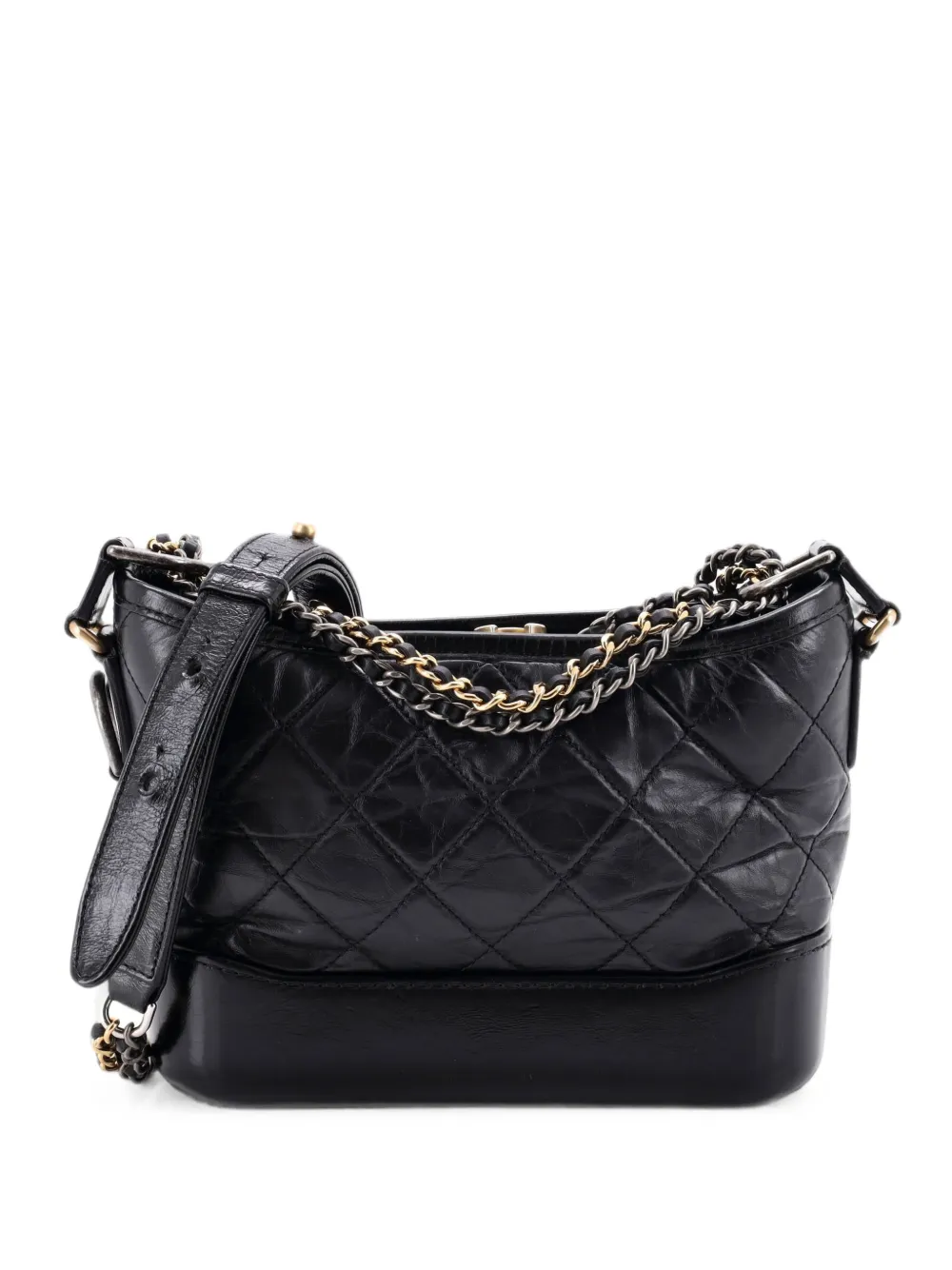 CHANEL Pre-Owned Borsa passepartout Gabrielle piccola in pelle di vitello trapuntata - Nero