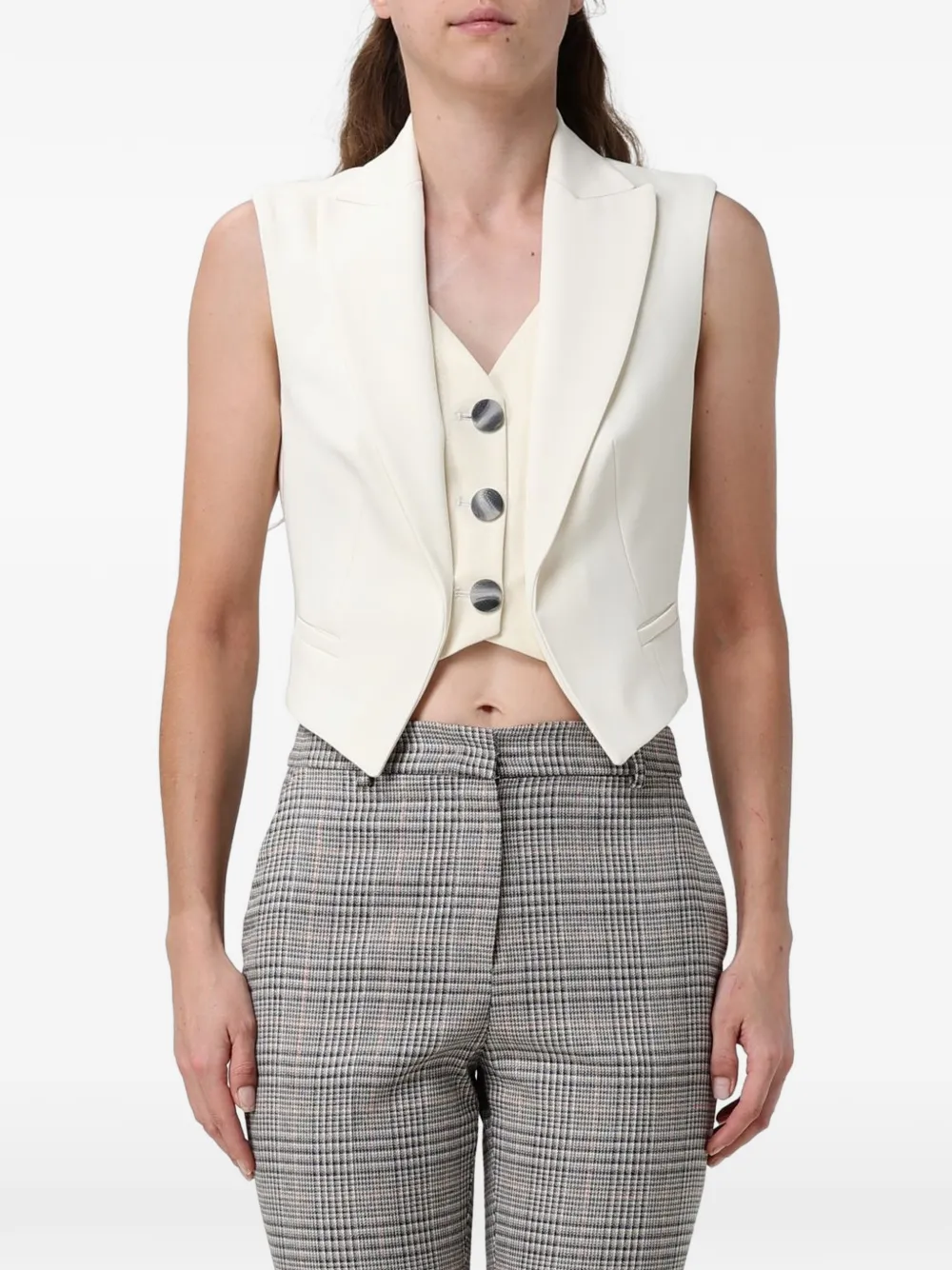 Hanita cropped sleeveless jacket - Bianco