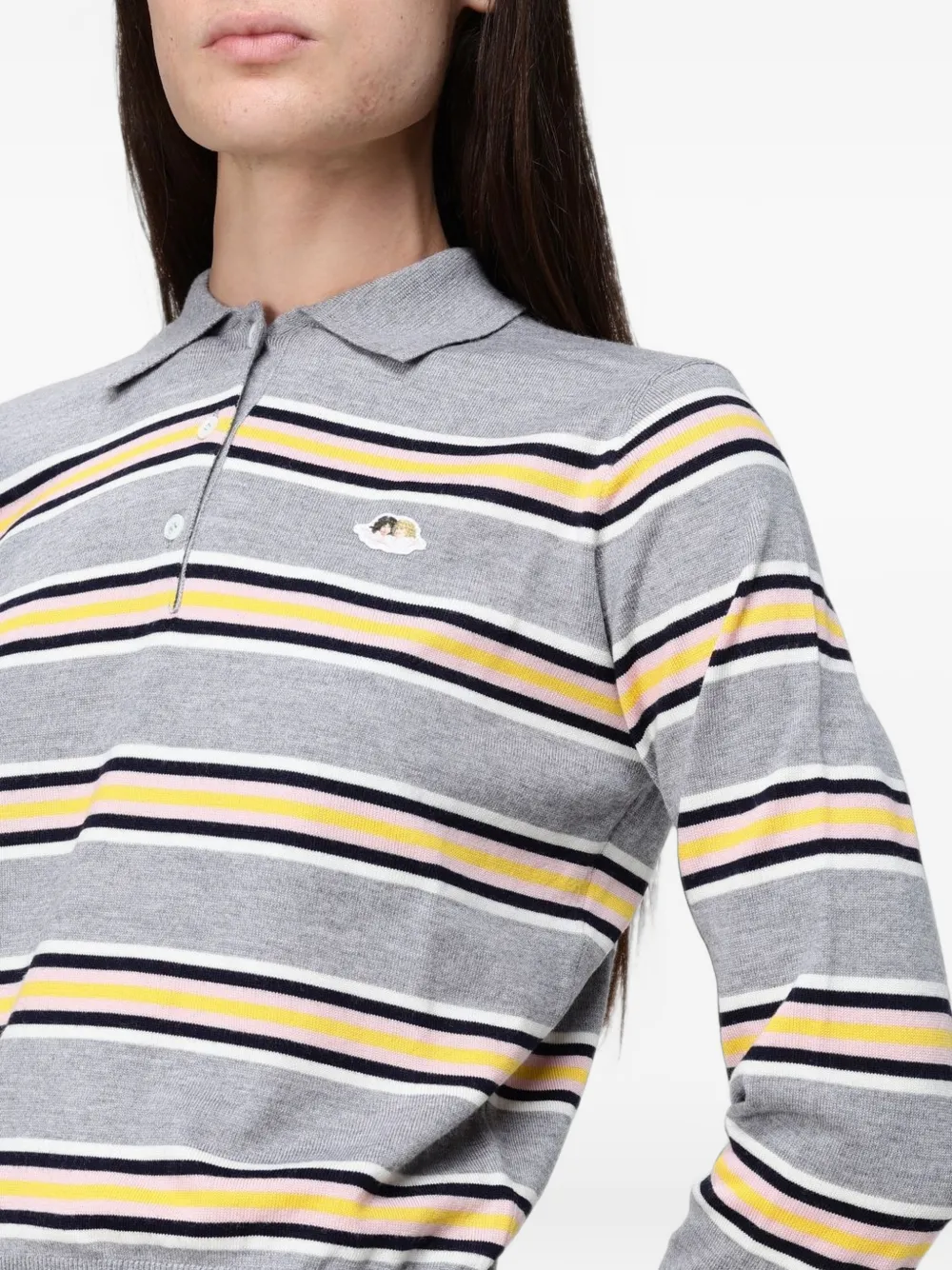 Fiorucci striped polo sweater Grijs