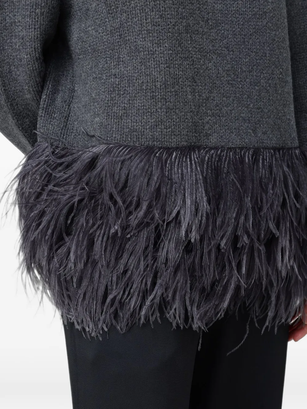 Fabiana Filippi feather-trim turtleneck sweater Grijs