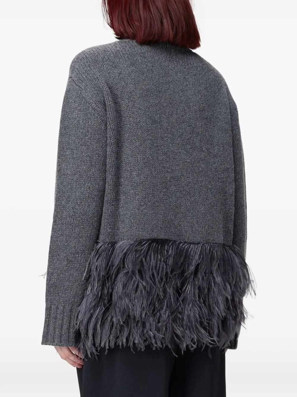 Fabiana Filippi feather-trim turtleneck sweater Grijs