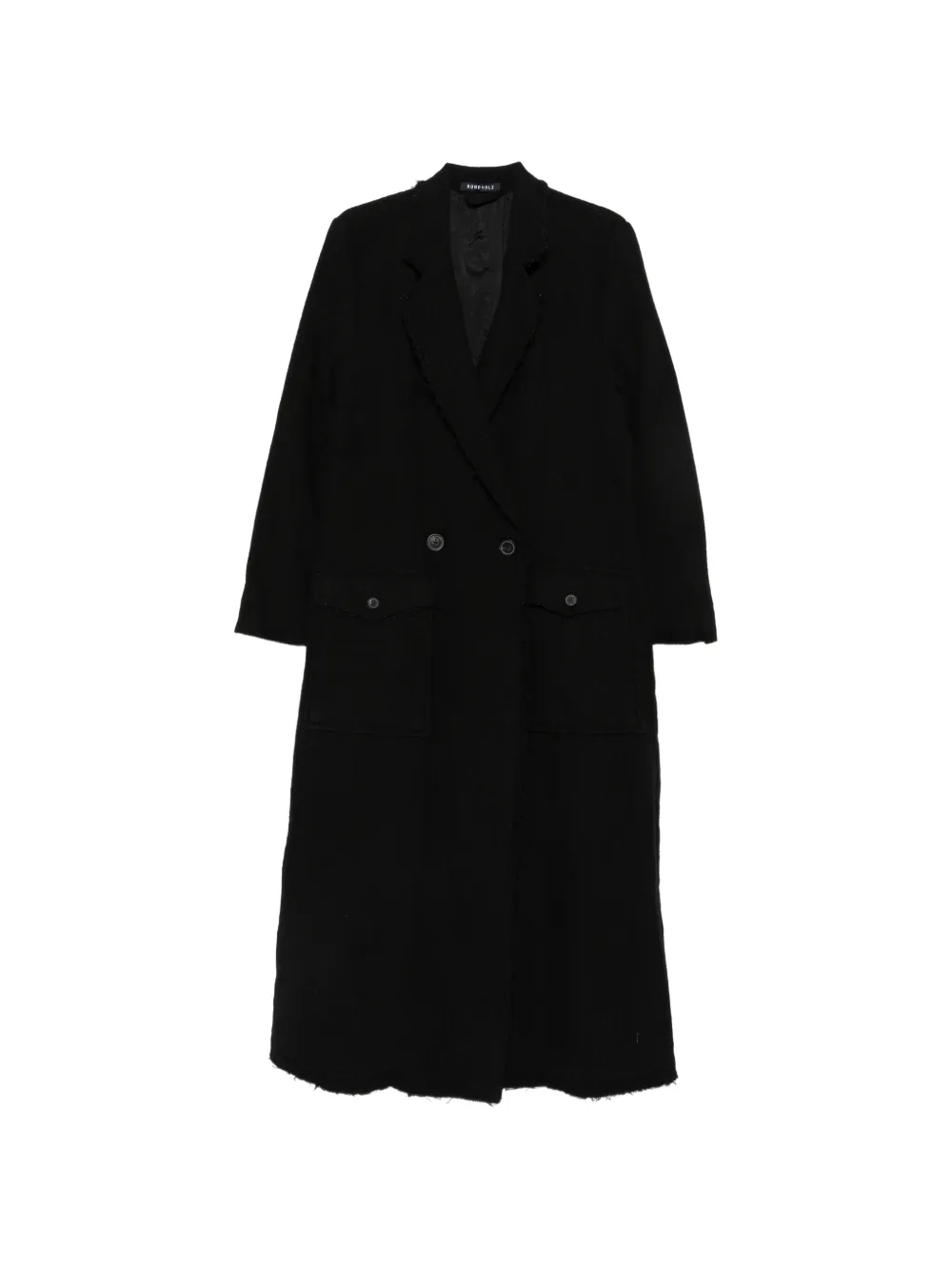 Rundholz Frayed Double-breasted Coat In Black