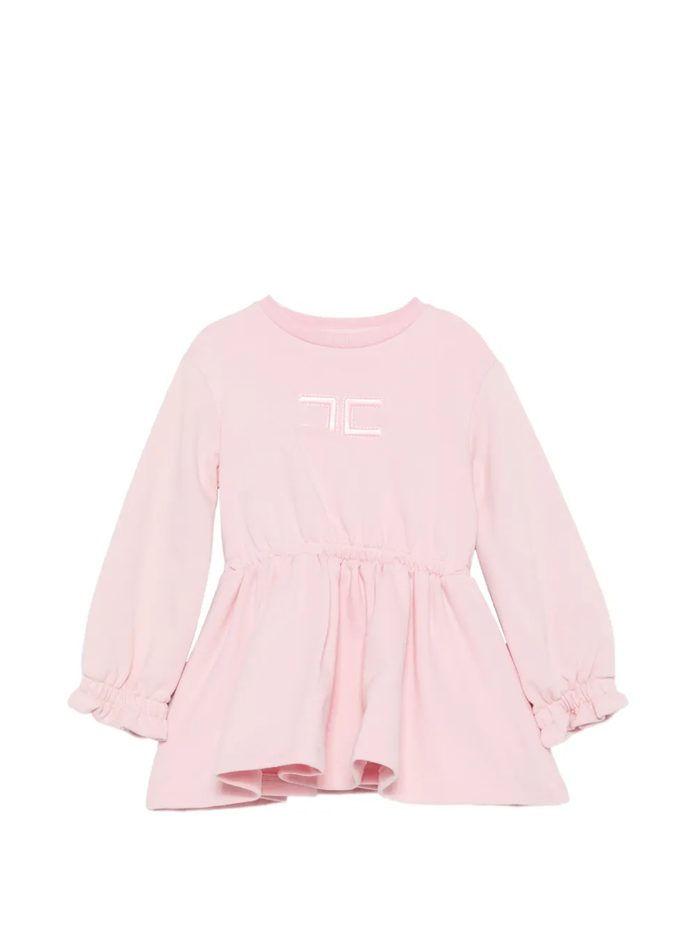 Elisabetta Franchi Kids Jurk met geborduurd logo en ruches Roze