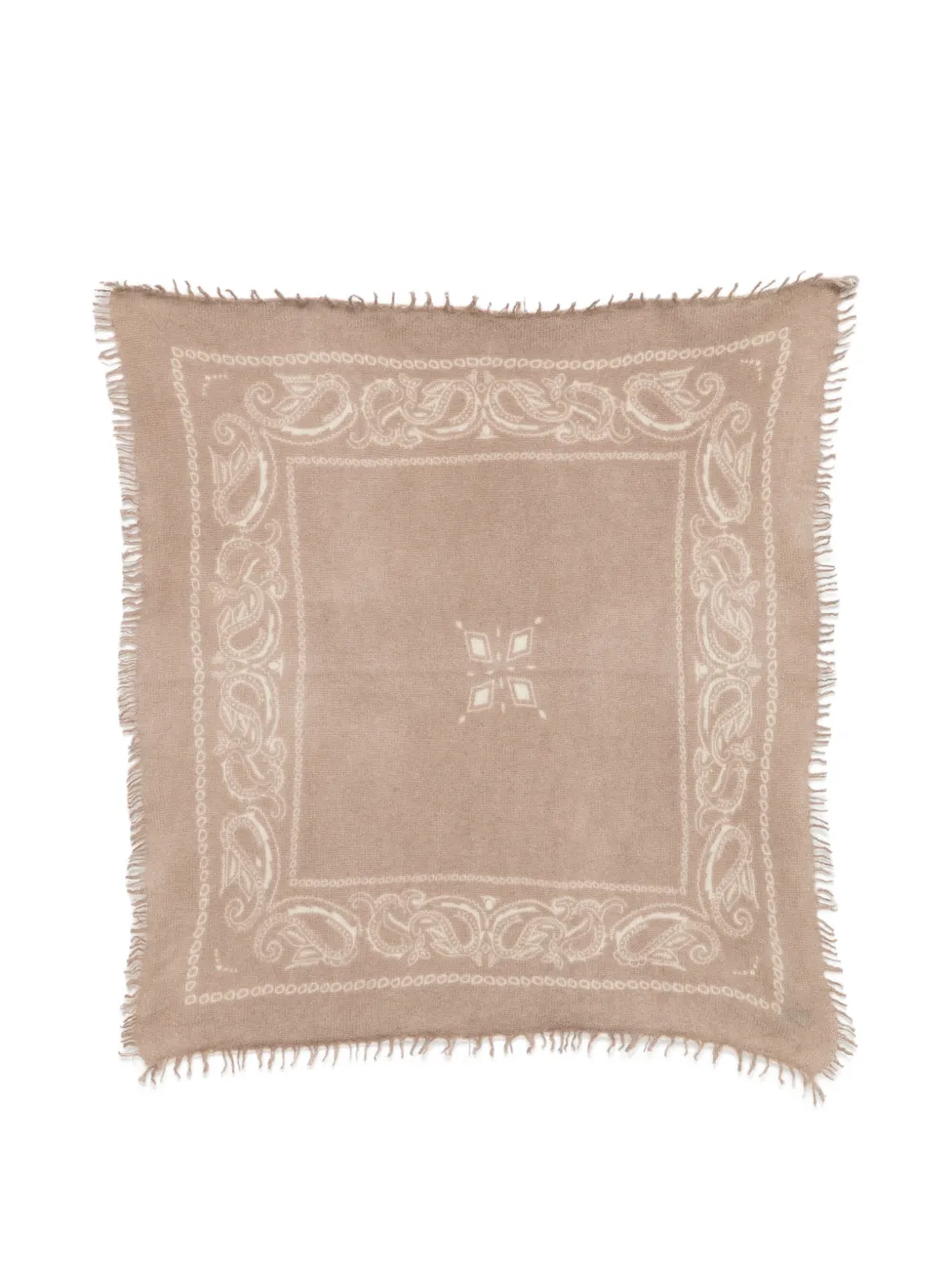 Liska paisley-print frayed-hem scarf - Toni neutri