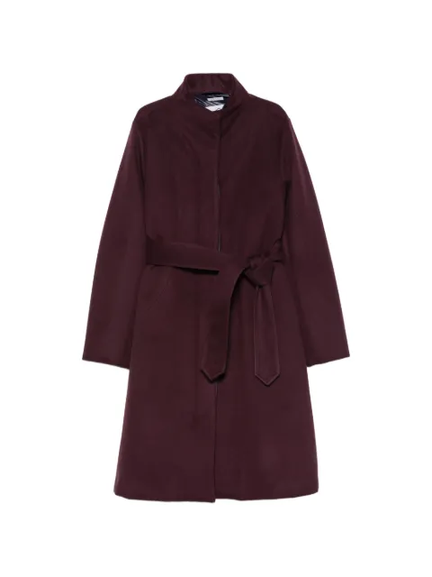 Norwegian Wool belted high-neck coat